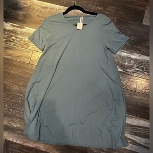 Zenana Outfitters Light Blue Short Sleeve Dress with pockets
